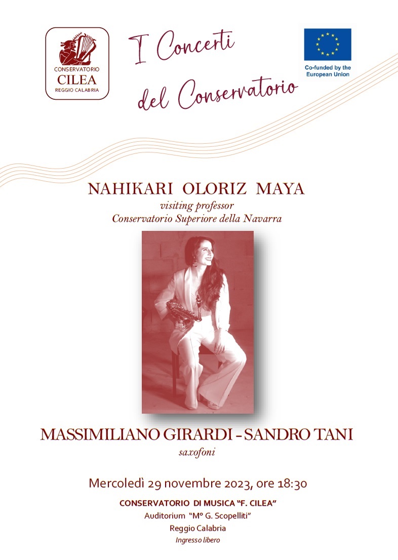 Concerto Erasmus Saxofoni Oloriz Maya 29-11-2023 ore 18.30 Conservatorio Cilea