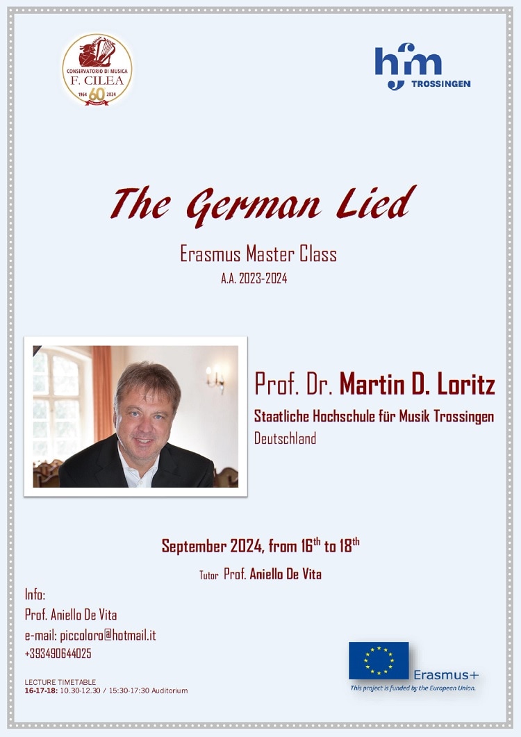 Masterclass Erasmus Prof. Martin D. Loritz, Università di Trossingen 16/18 settembre 2024